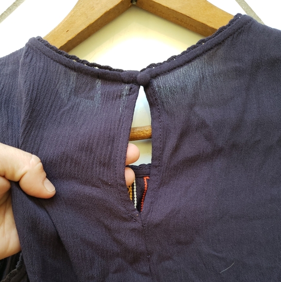 Alya 💜 Boho Top Tunic Embroidered Floral Contrast - Picture 6 of 8